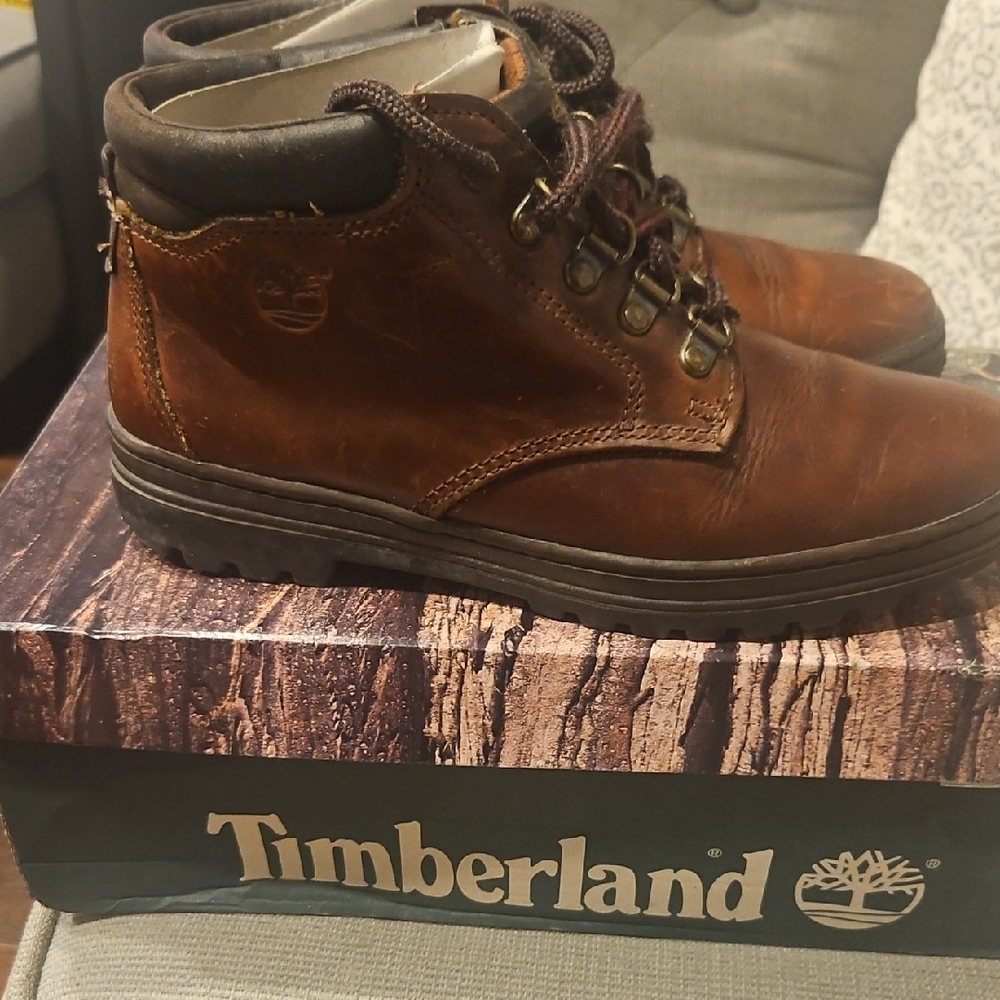 Timberland Brown Leather Boots with Rugged Design